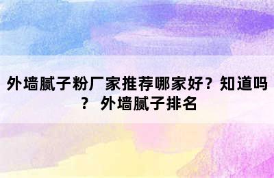 外墙腻子粉厂家推荐哪家好？知道吗？ 外墙腻子排名